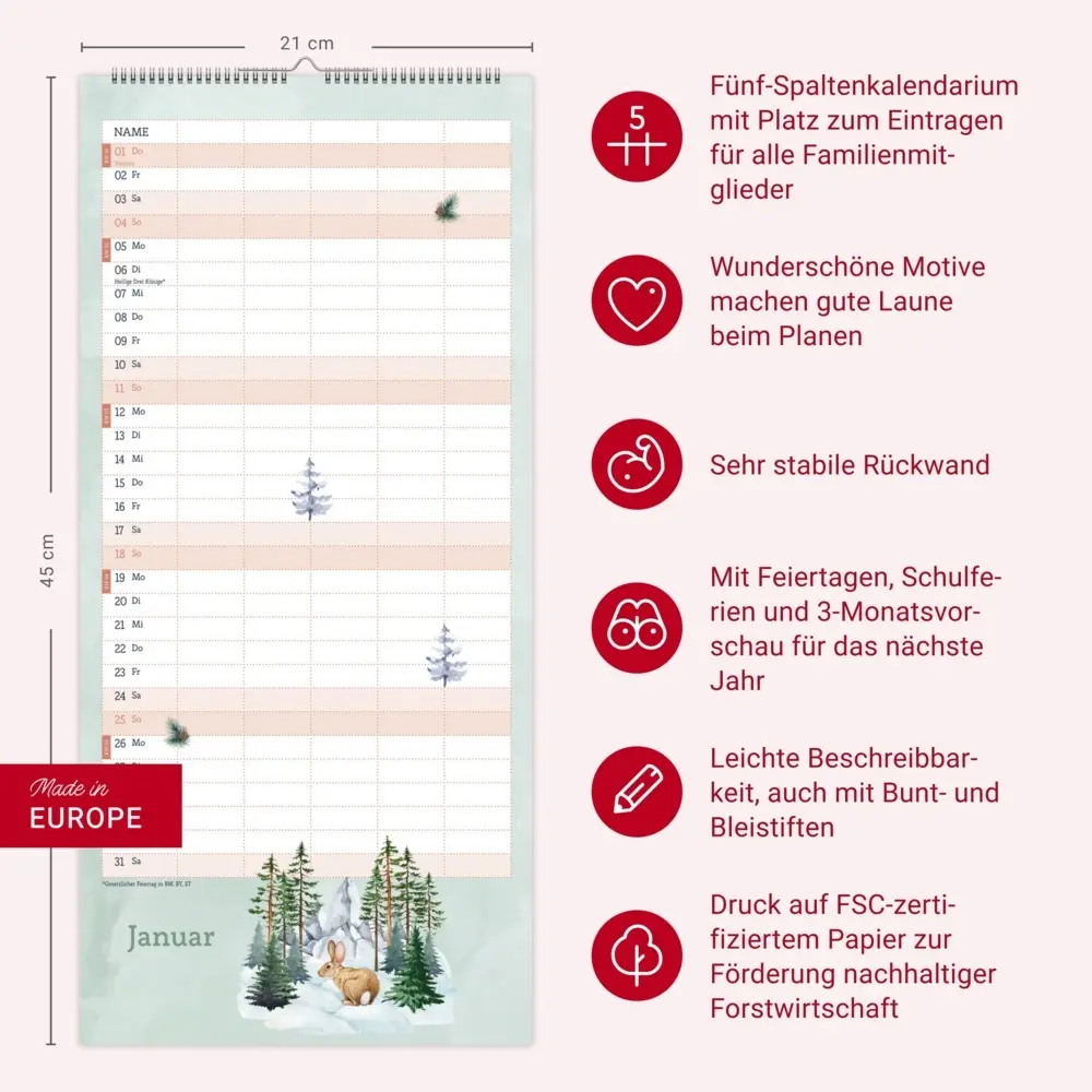 Bild: 9783756414246 | tm Tiere des Waldes Familienplaner 2026 | Kalender | 13 S. | Deutsch