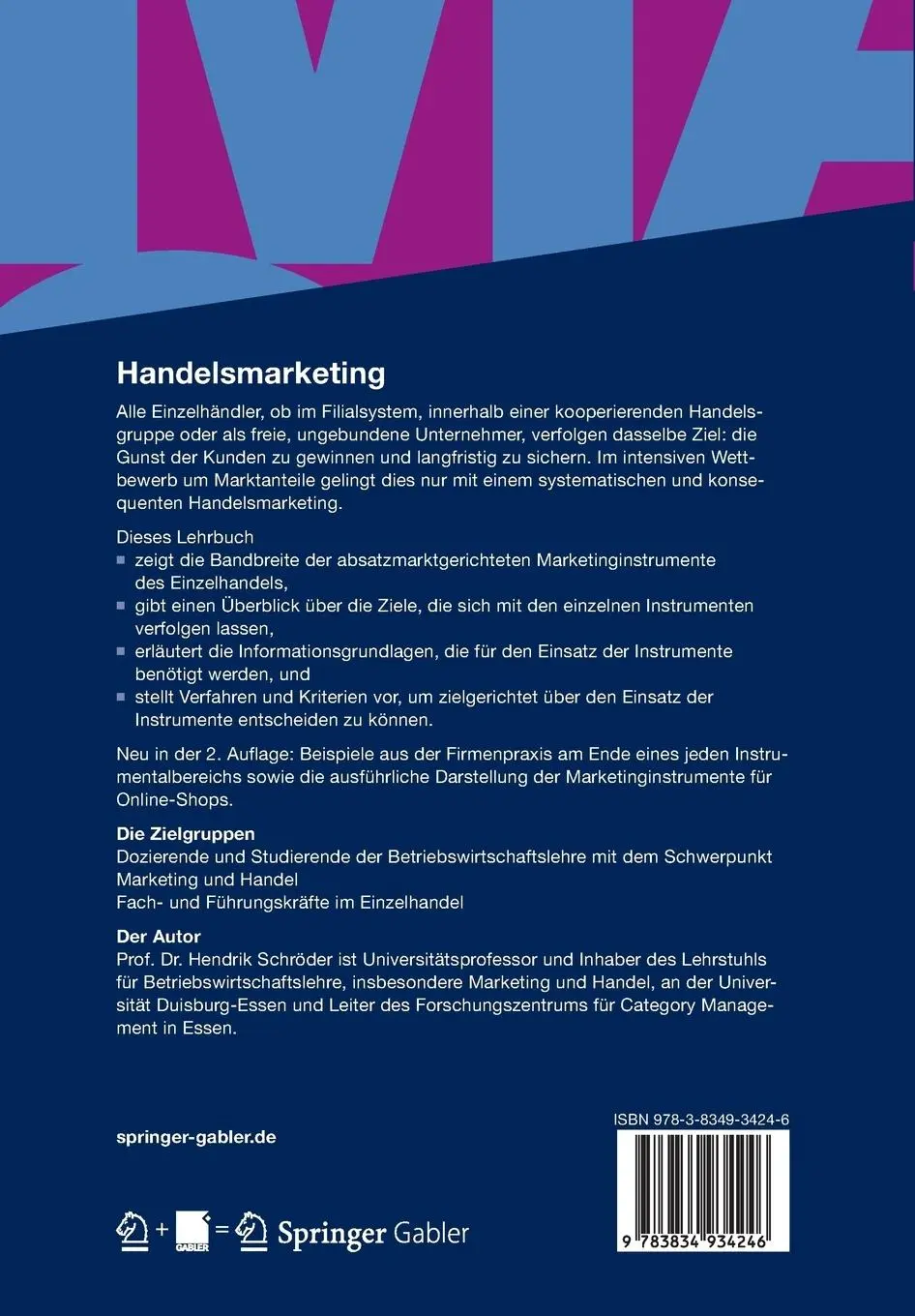 Rückseite: 9783834934246 | Handelsmarketing | Hendrik Schröder | Taschenbuch | xv | Deutsch