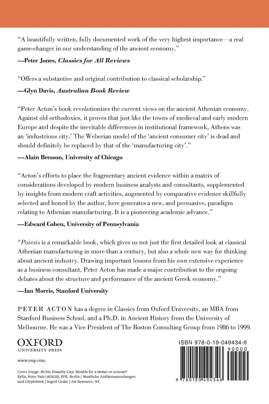 Rückseite: 9780190494346 | Poiesis | Manufacturing in Classical Athens | Peter Acton | Buch
