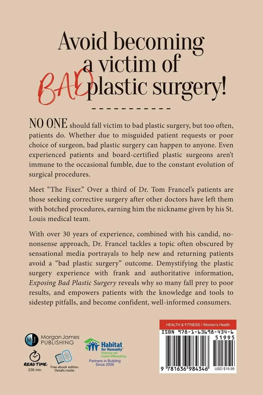 Rückseite: 9781636984346 | Exposing Bad Plastic Surgery | and the Secret to Avoiding It | Francel