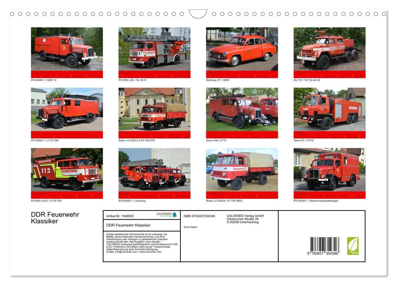 Bild: 9783457354346 | DDR Feuerwehr Klassiker (Wandkalender 2026 DIN A3 quer), CALVENDO...