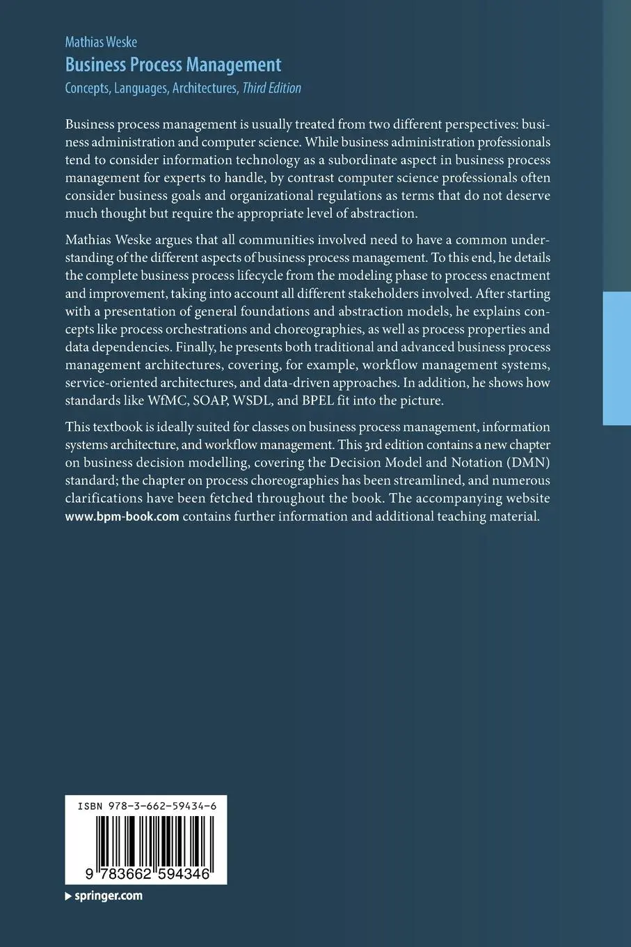 Rückseite: 9783662594346 | Business Process Management | Concepts, Languages, Architectures