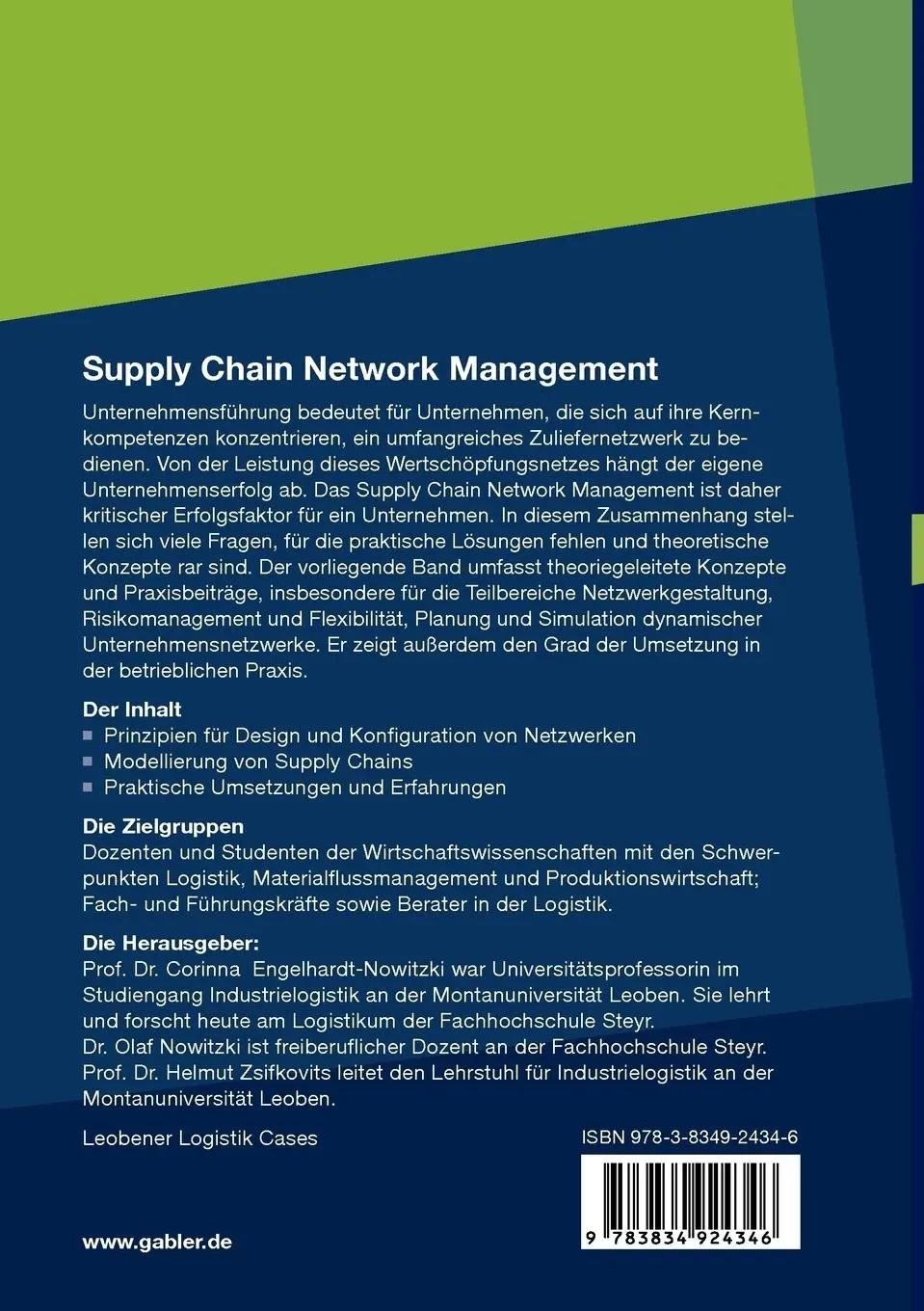 Rückseite: 9783834924346 | Supply Chain Network Management | Corinna Engelhardt-Nowitzki (u. a.)