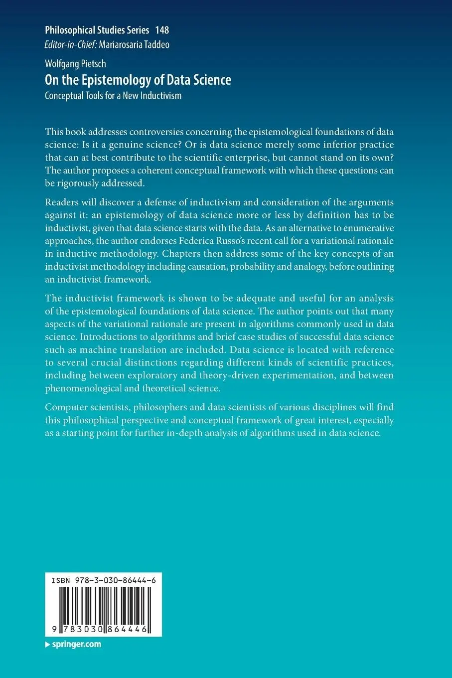 Rückseite: 9783030864446 | On the Epistemology of Data Science | Wolfgang Pietsch | Taschenbuch