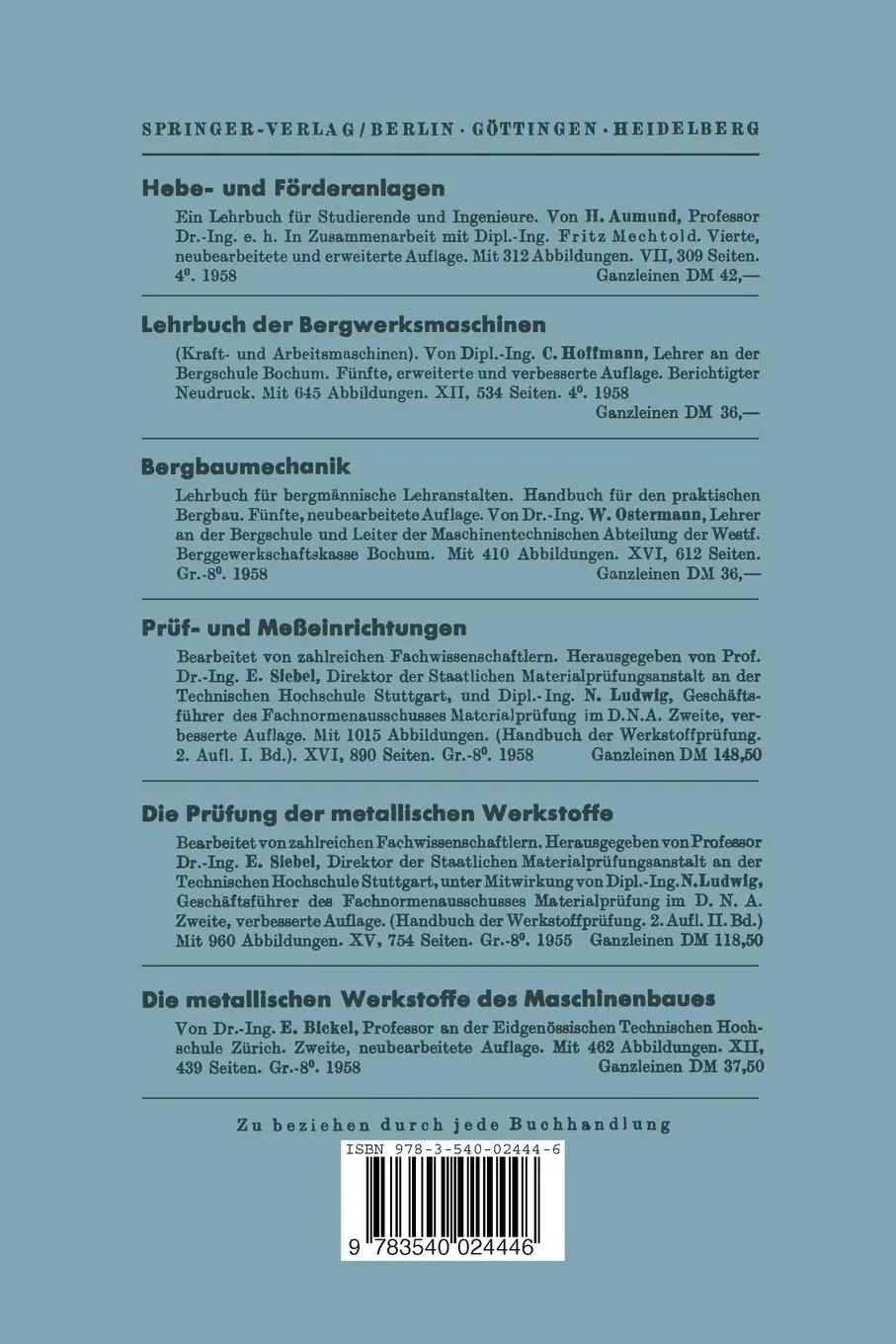 Rückseite: 9783540024446 | Die Drahtseile in der Praxis | R. Meebold | Taschenbuch | viii
