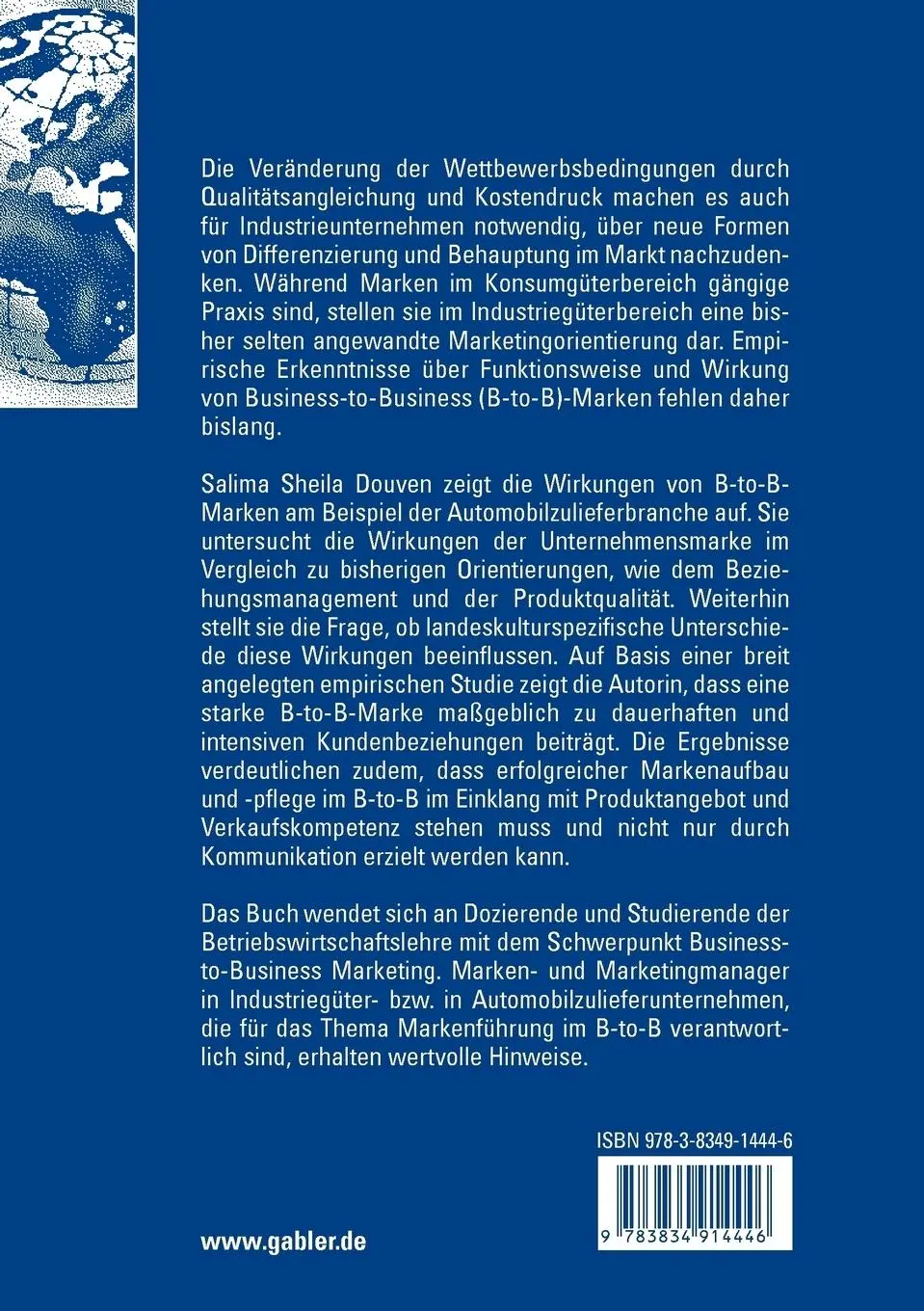 Rückseite: 9783834914446 | Markenwirkungen in der Automobilzulieferindustrie | Salima S. Douven