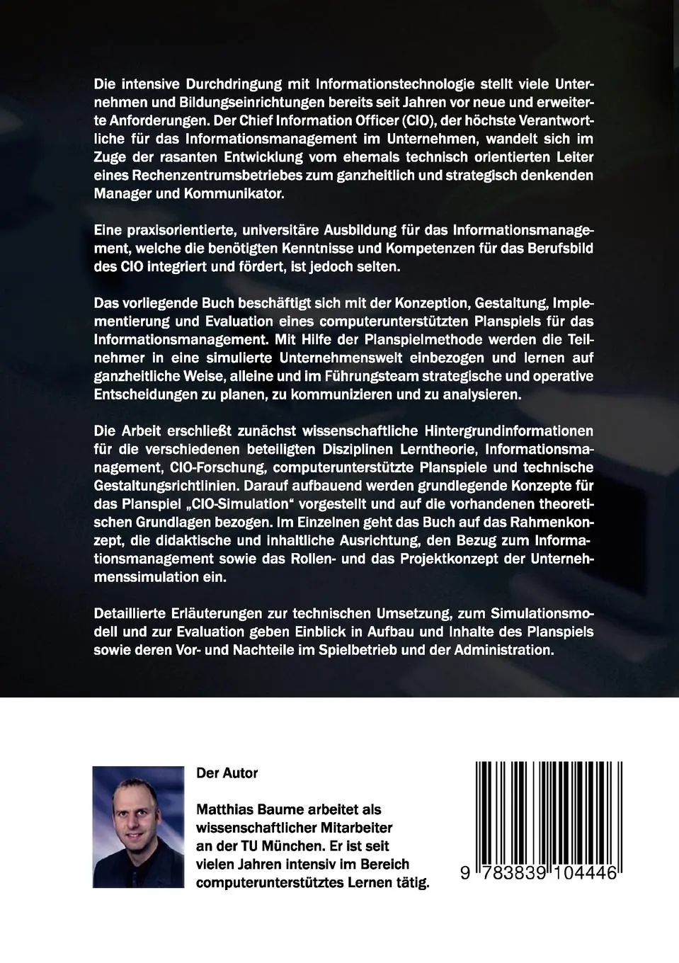 Rückseite: 9783839104446 | Computerunterstützte Planspiele für das Informationsmanagement | Baume