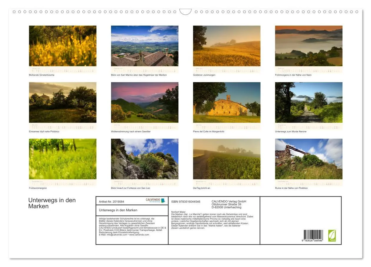 Bild: 9783516044546 | Unterwegs in den Marken (Wandkalender 2026 DIN A2 quer), CALVENDO...
