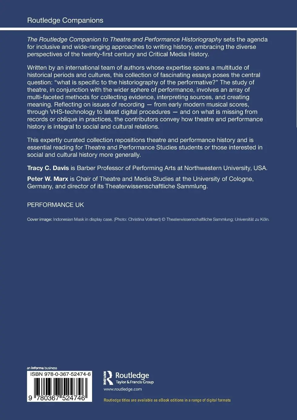 Rückseite: 9780367524746 | The Routledge Companion to Theatre and Performance Historiography