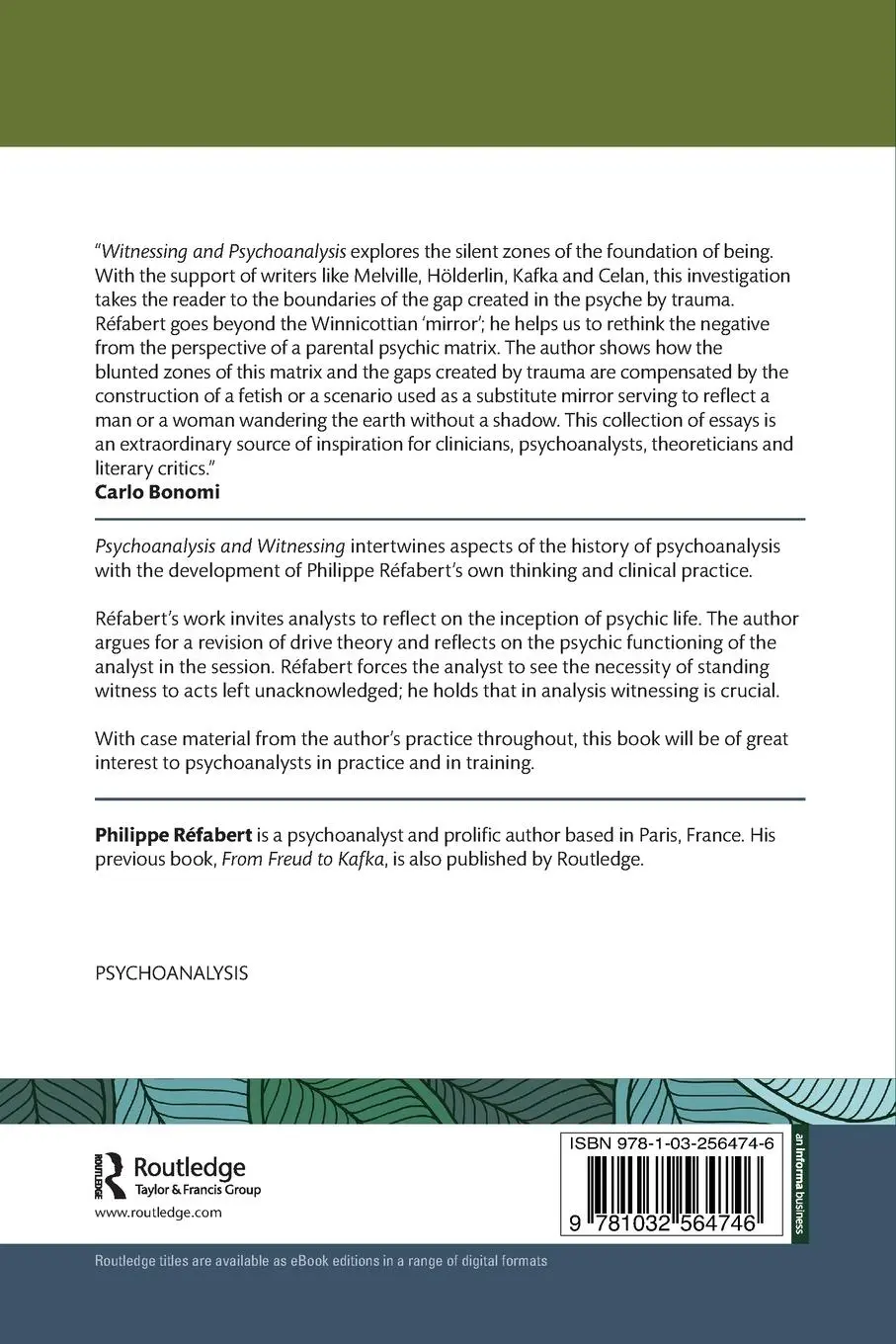 Rückseite: 9781032564746 | Witnessing and Psychoanalysis | As If It Never Happened | Réfabert