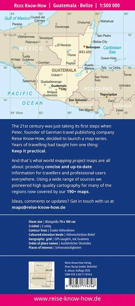 Rückseite: 9783831774746 | Reise Know-How Landkarte Guatemala, Belize (1:500.000) | (Land-)Karte