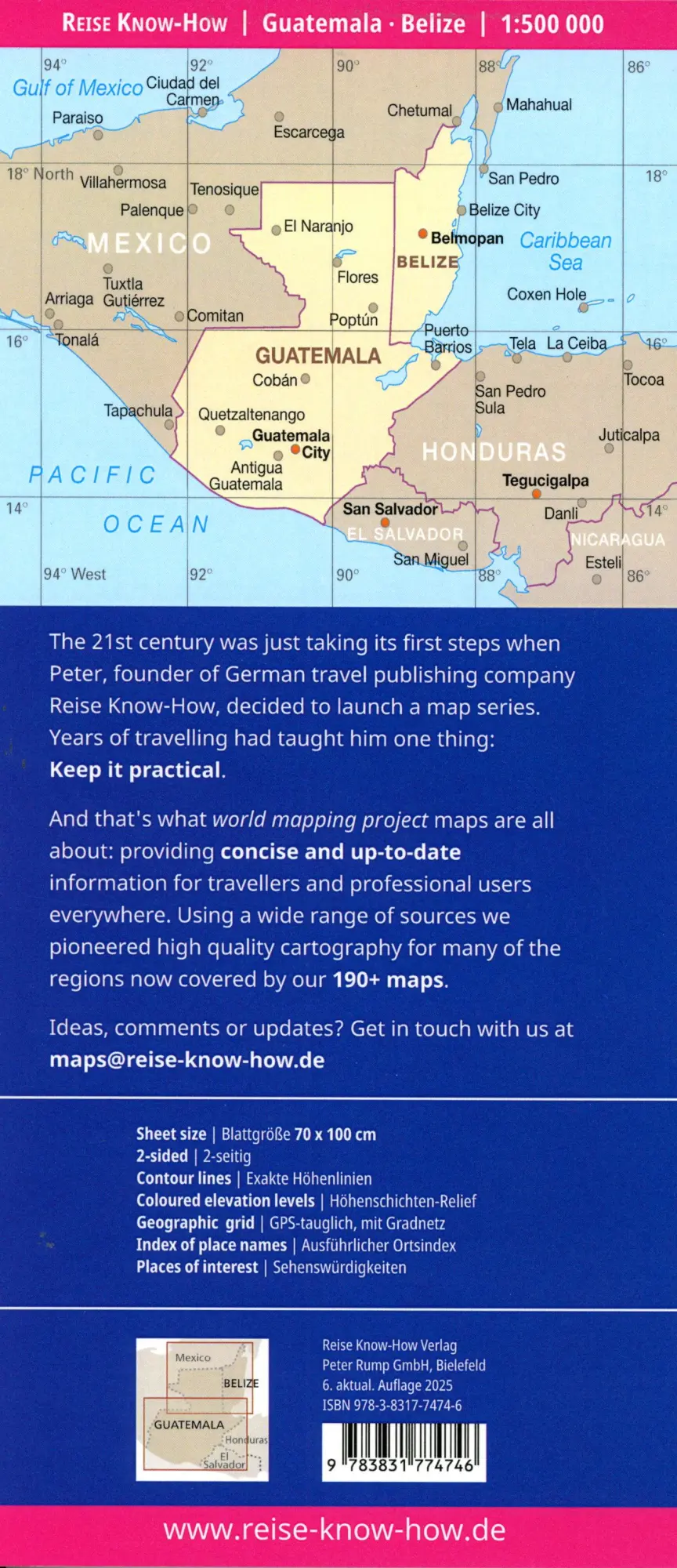 Bild: 9783831774746 | Reise Know-How Landkarte Guatemala, Belize (1:500.000) | (Land-)Karte