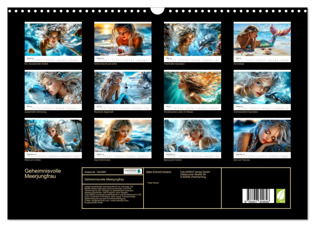 Bild: 9783457304846 | Geheimnisvolle Meerjungfrau (Wandkalender 2026 DIN A3 quer),...