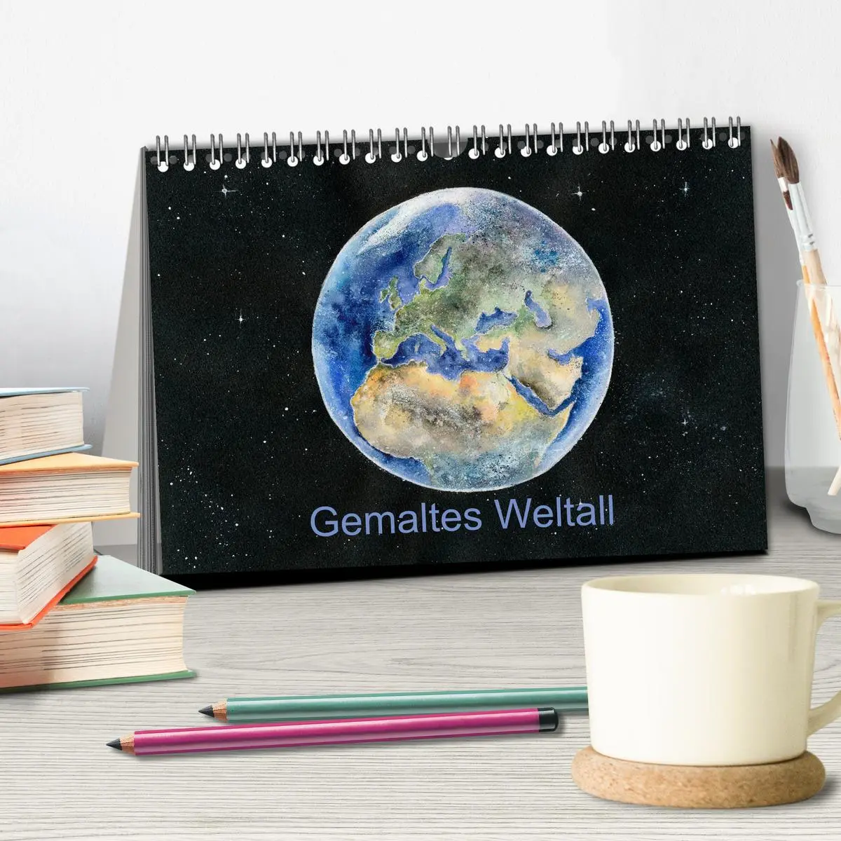 Bild: 9783457924846 | Gemaltes Weltall (Tischkalender 2026 DIN A5 quer), CALVENDO...