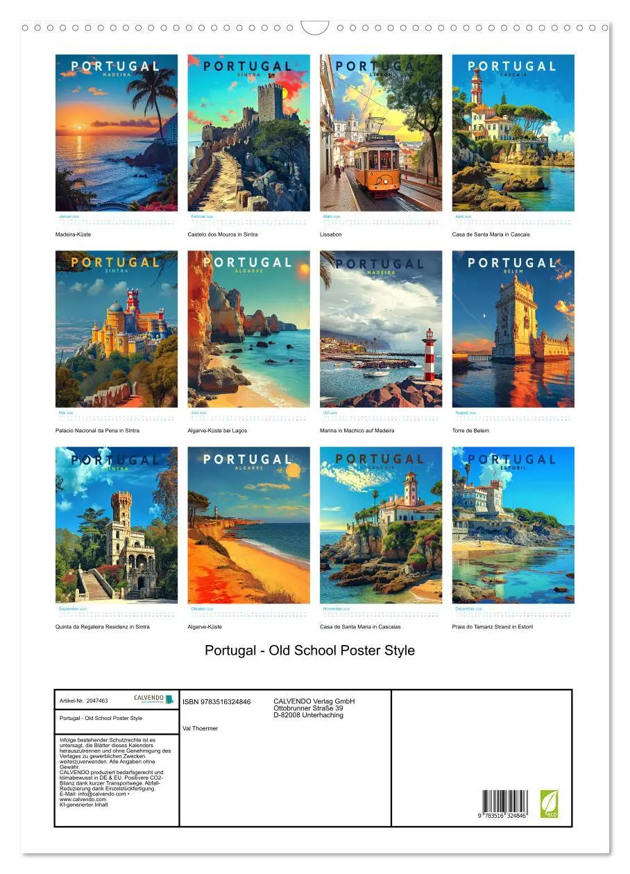 Bild: 9783516324846 | Portugal - Old School Poster Style (Wandkalender 2026 DIN A2 hoch),...