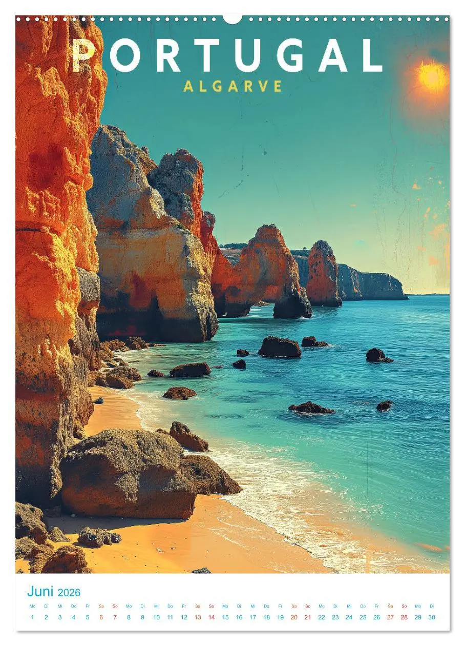 Bild: 9783516324846 | Portugal - Old School Poster Style (Wandkalender 2026 DIN A2 hoch),...