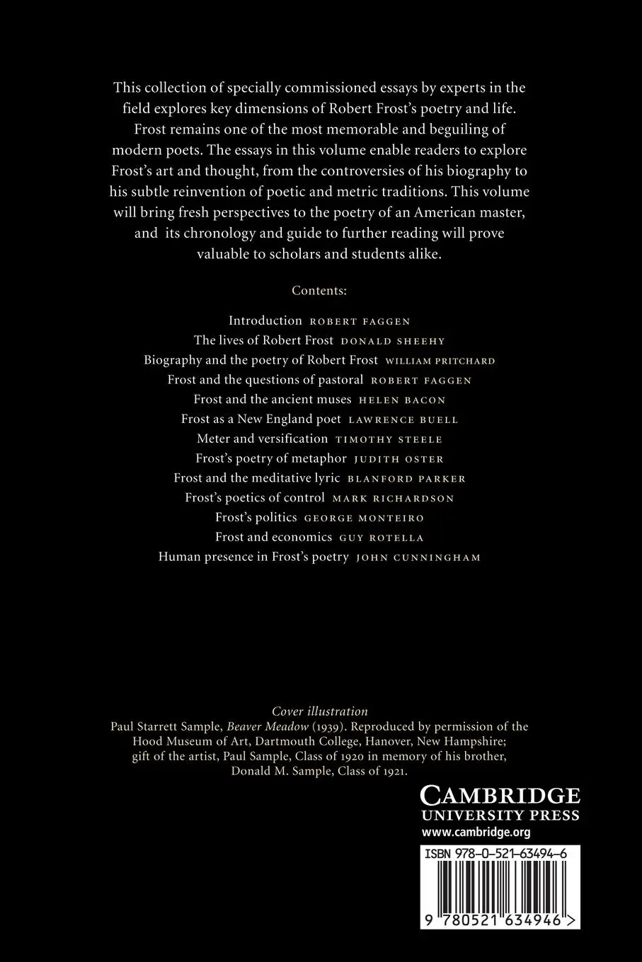 Rückseite: 9780521634946 | The Cambridge Companion to Robert Frost | Robert Faggen | Taschenbuch