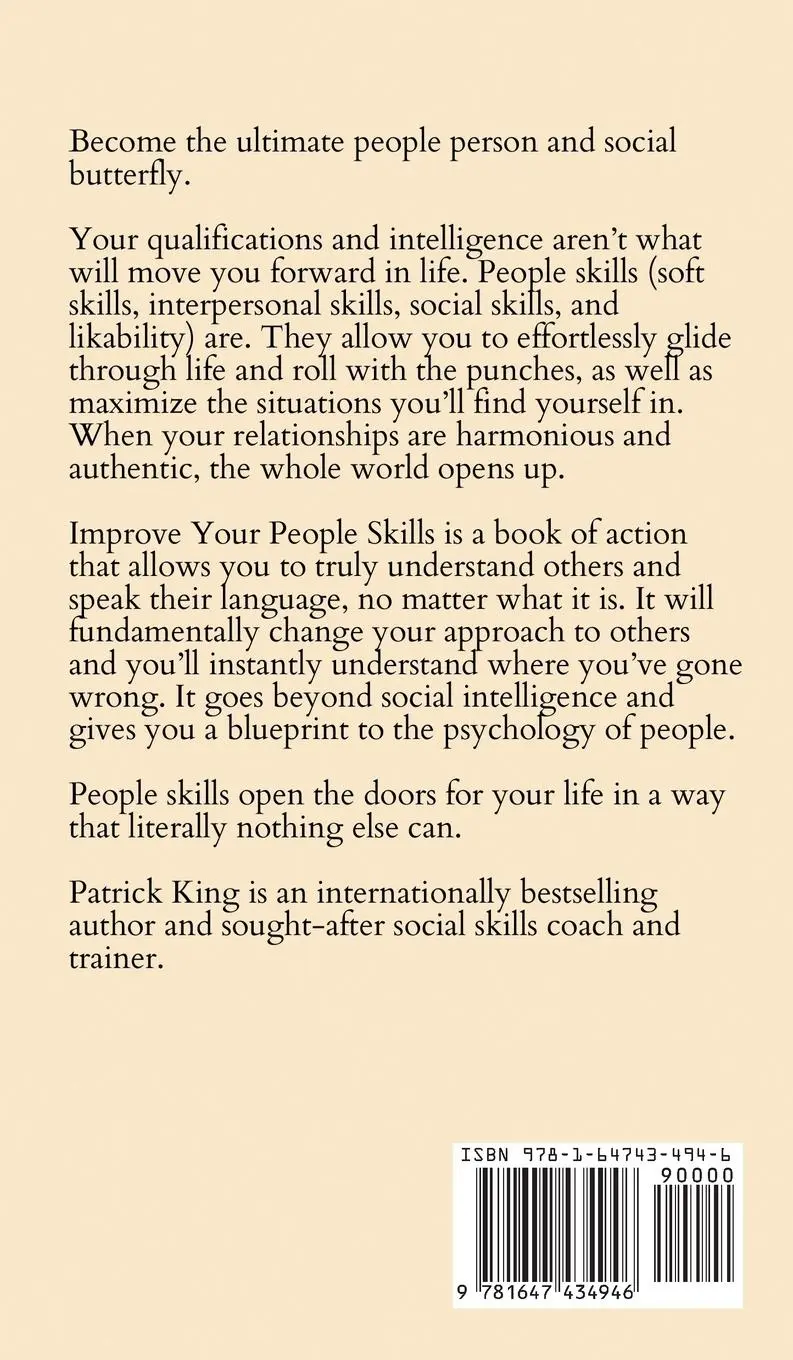 Rückseite: 9781647434946 | Improve Your People Skills | Patrick King | Buch | Englisch | 2023