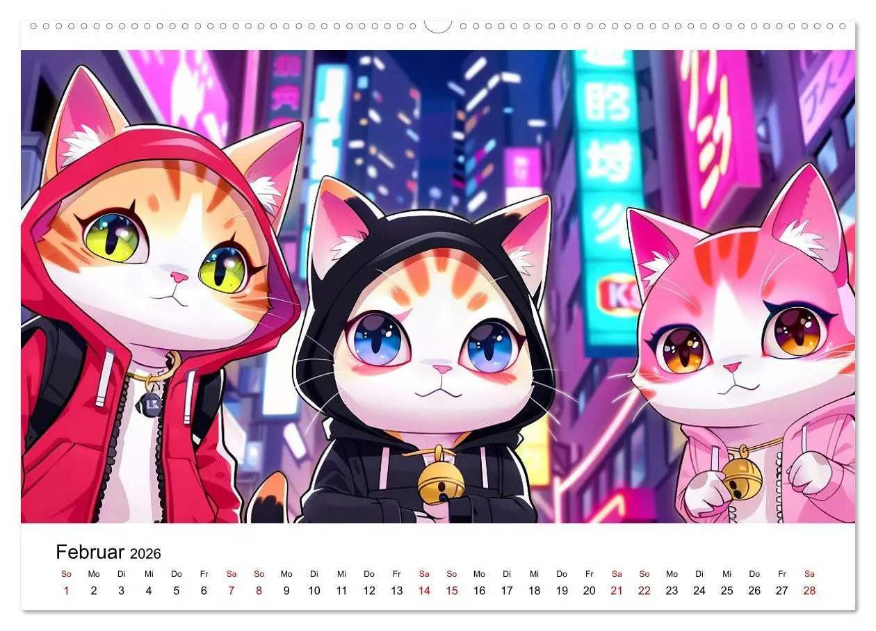 Bild: 9783457394946 | Anime Cats (hochwertiger Premium Wandkalender 2026 DIN A2 quer),...