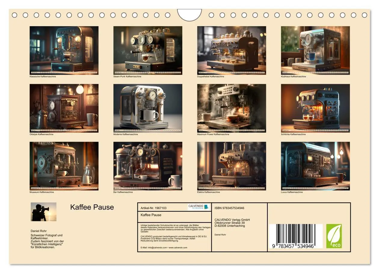 Bild: 9783457534946 | Kaffee Pause (Wandkalender 2026 DIN A4 quer), CALVENDO Monatskalender