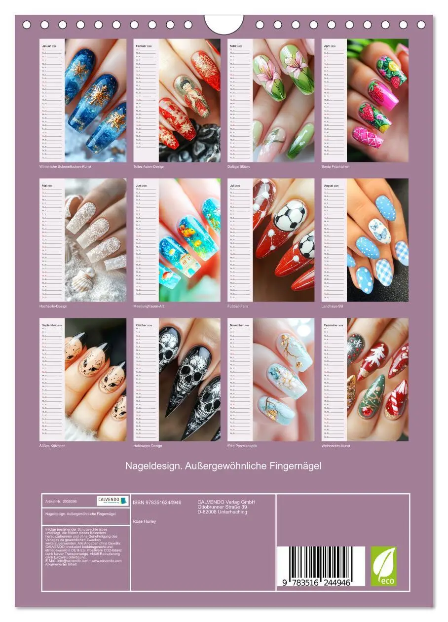 Bild: 9783516244946 | Nageldesign. Außergewöhnliche Fingernägel (Wandkalender 2026 DIN A4...