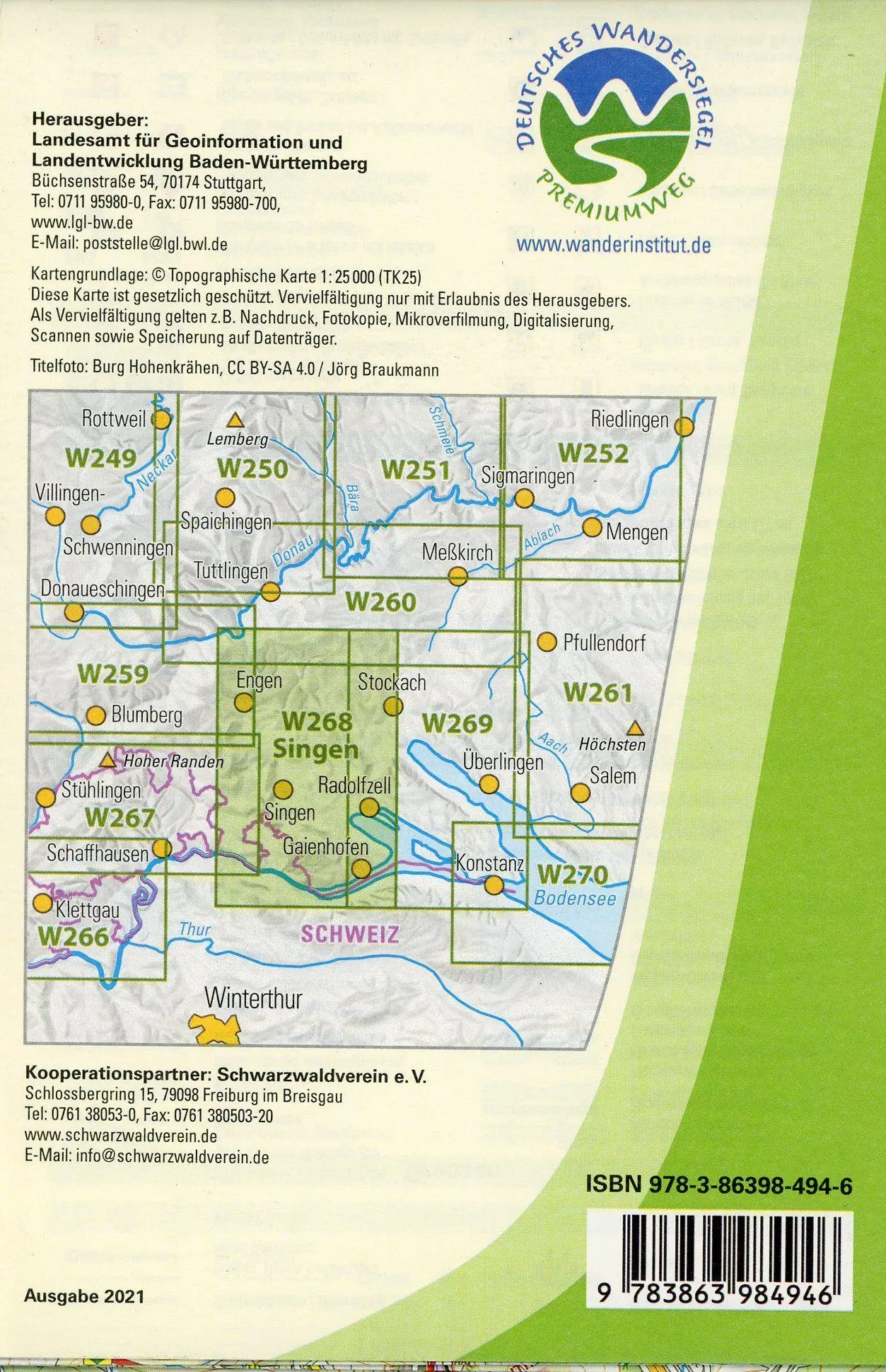 Bild: 9783863984946 | W268 Wanderkarte 1:25 000 Singen (Hohentwiel) | Hegau, Höri, Engen
