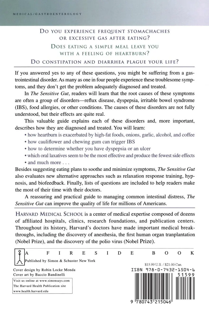 Rückseite: 9780743215046 | The Sensitive Gut | Harvard Medical School (u. a.) | Taschenbuch
