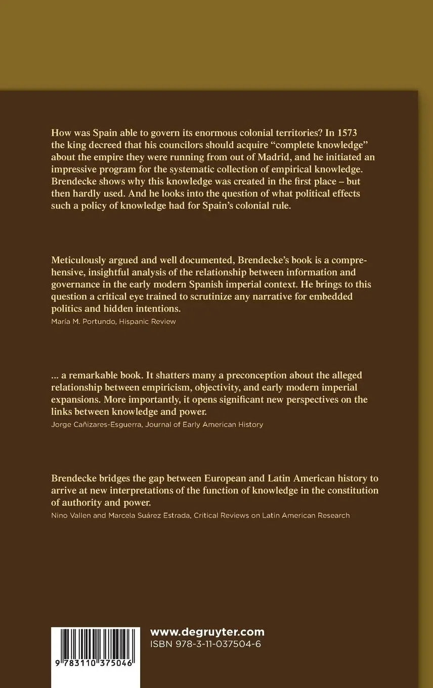 Rückseite: 9783110375046 | The Empirical Empire | Arndt Brendecke | Buch | XI | Englisch | 2019