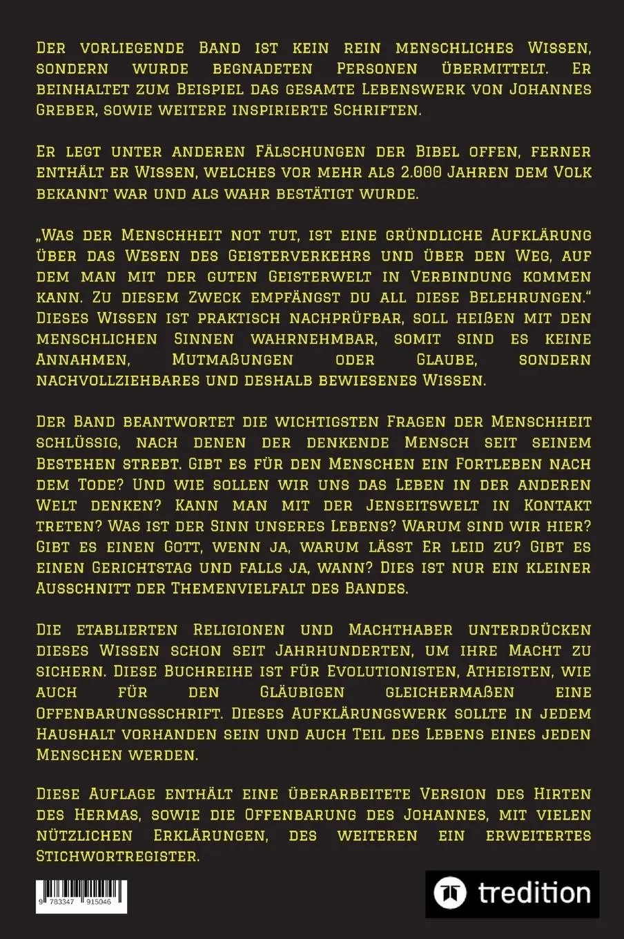 Rückseite: 9783347915046 | 2. Auflage 1. Band von Neuaufbau der Urbibel | Johannes Greber (u. a.)