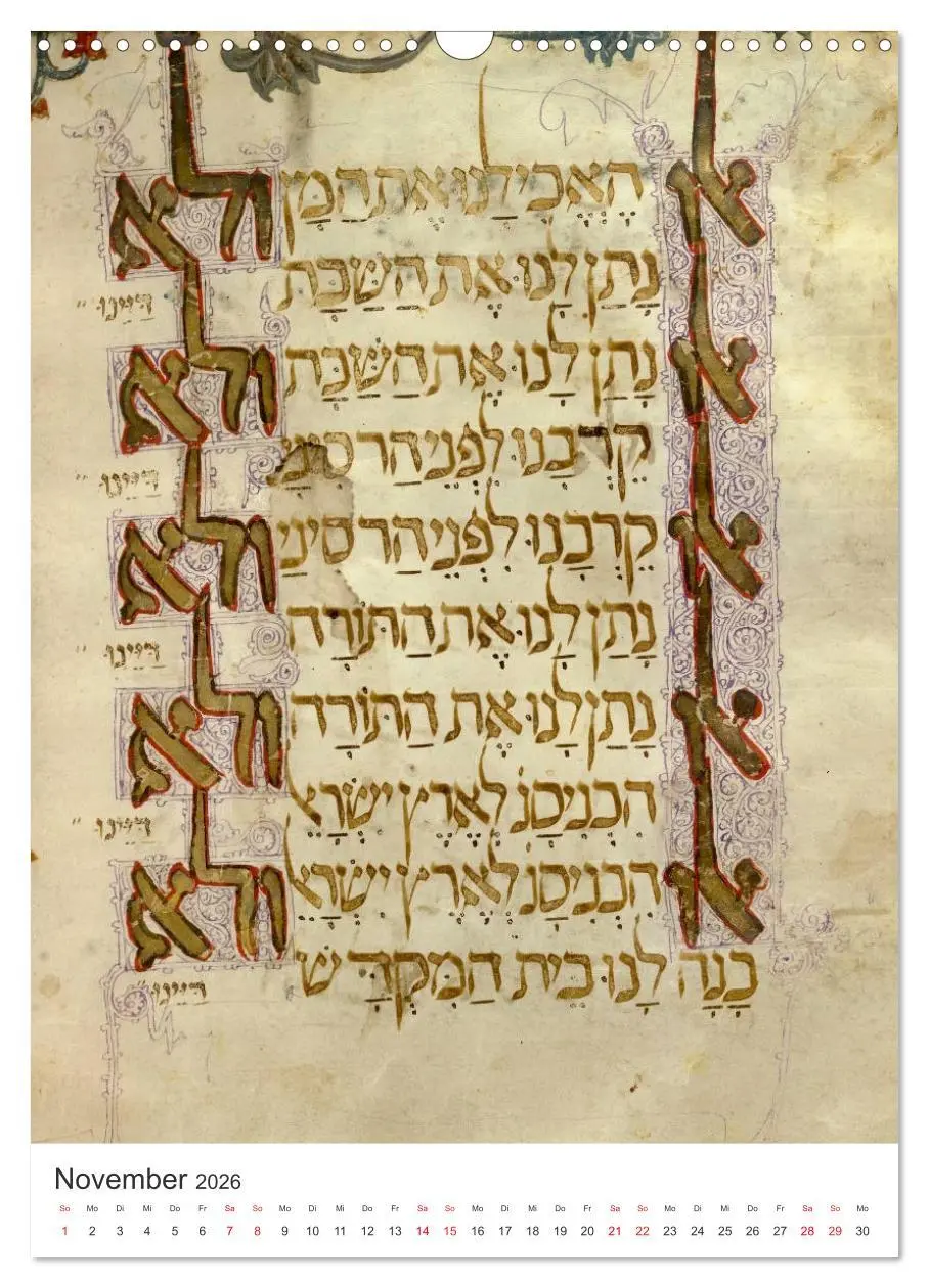 Bild: 9783516375046 | Hebräische Illuminationen und Manuskripte (Wandkalender 2026 DIN A3...