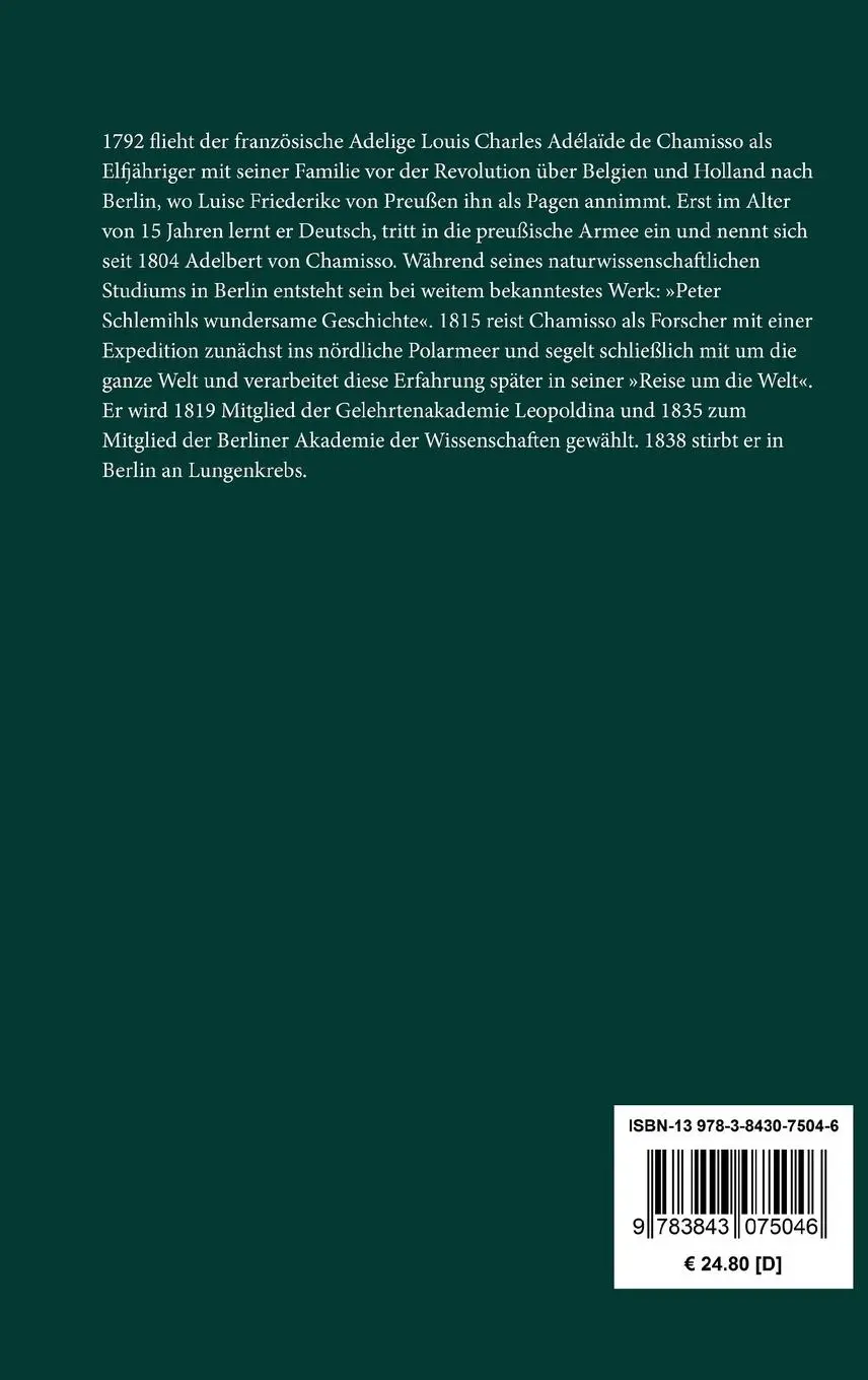 Rückseite: 9783843075046 | Reise um die Welt | Das Tagebuch 1815-1818 | Adelbert Von Chamisso