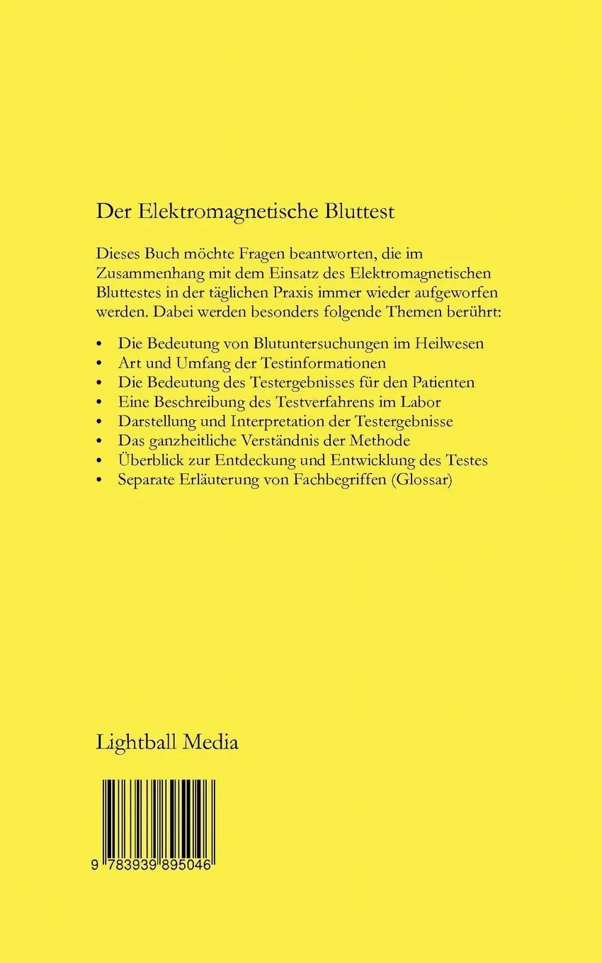 Rückseite: 9783939895046 | Der Elektromagnetische Bluttest | Yashi Kunz | Taschenbuch | 72 S.