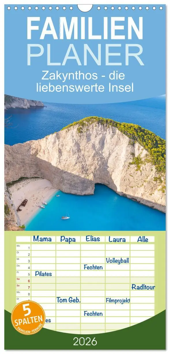 Cover: 9783516505146 | Familienplaner 2026 - Zakynthos - die liebenswerte Insel mit 5...