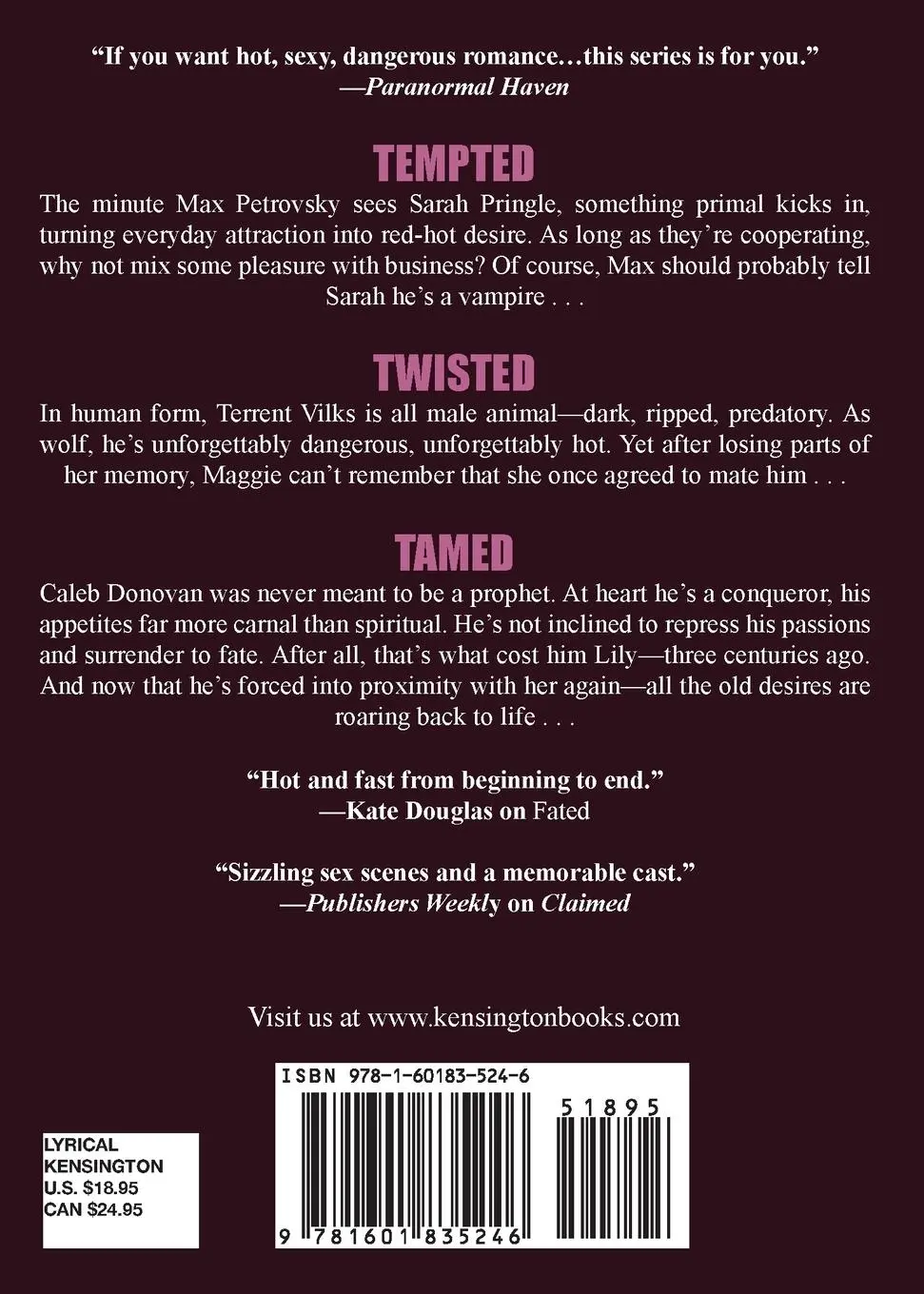 Rückseite: 9781601835246 | Tempted, Twisted, Tamed | The Dark Protectors Novellas | Zanetti