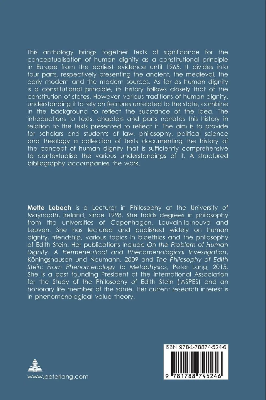 Rückseite: 9781788745246 | European Sources of Human Dignity | A Commented Anthology | Lebech