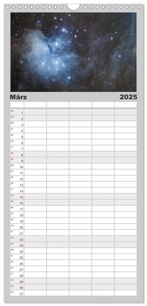 Bild: 9783457195246 | Familienplaner 2025 - Deep Sky Kalender mit 5 Spalten...