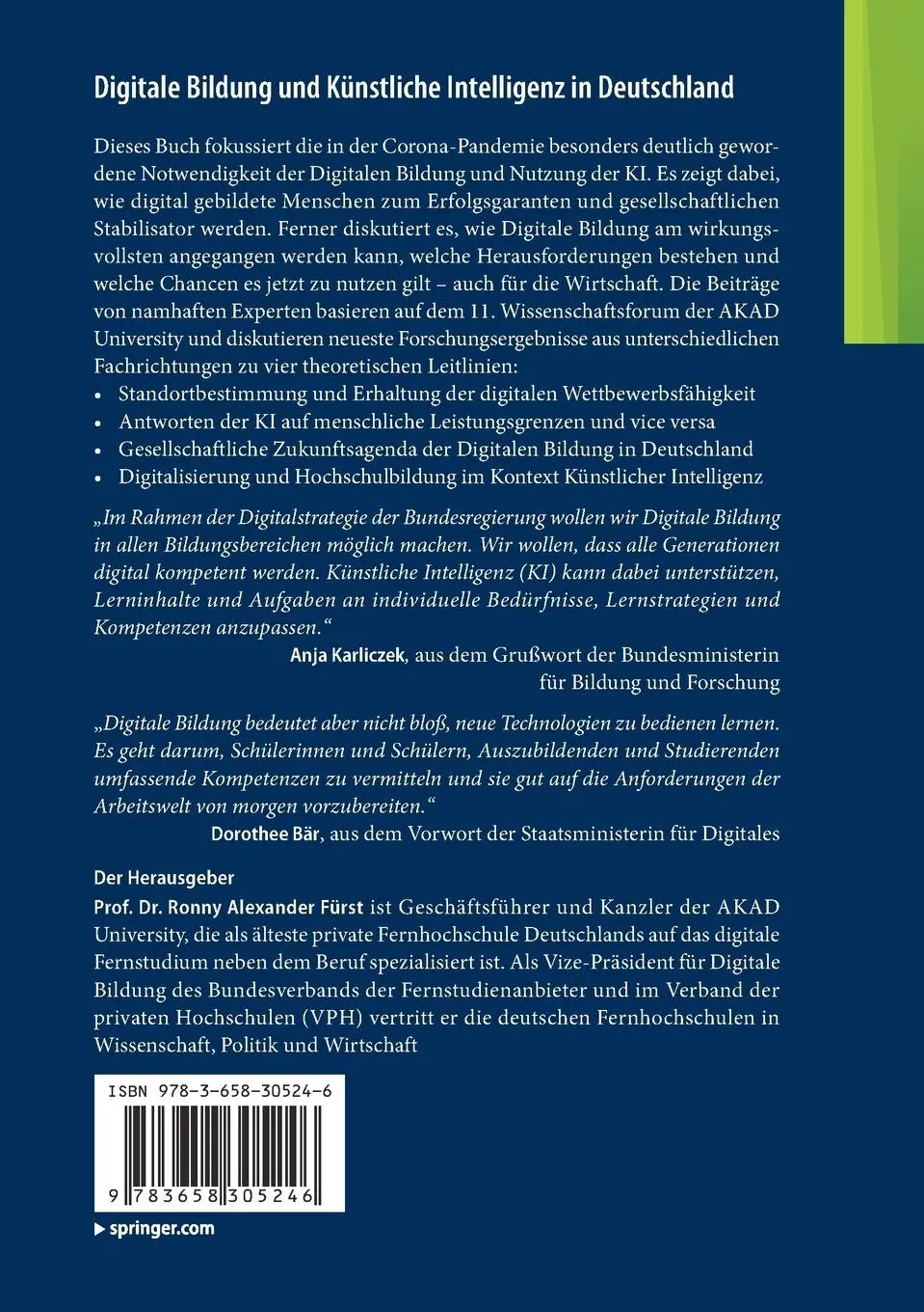 Rückseite: 9783658305246 | Digitale Bildung und Künstliche Intelligenz in Deutschland | Fürst