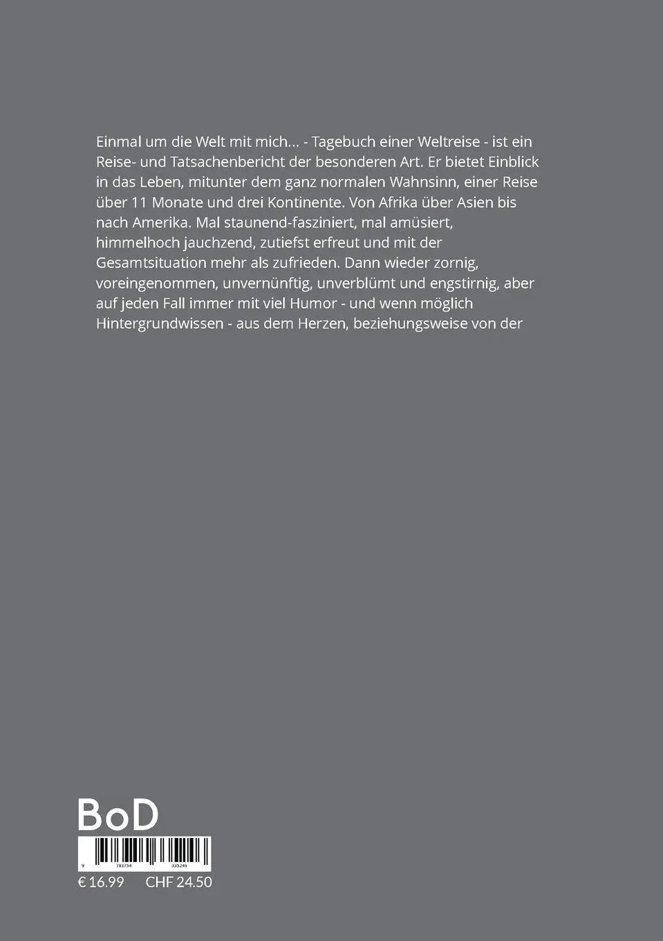 Rückseite: 9783754335246 | Einmal um die Welt mit mich ... | Tagebuch einer Weltreise | Buch