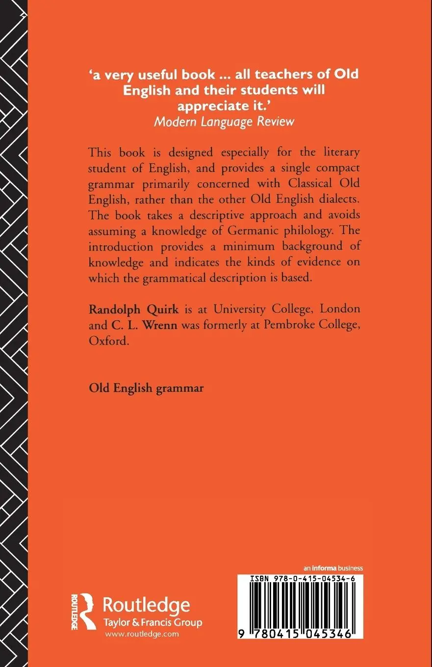 Rückseite: 9780415045346 | An Old English Grammar | Randolph Quirk (u. a.) | Taschenbuch