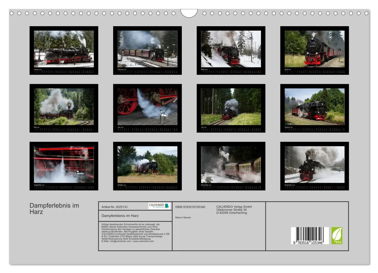 Bild: 9783516105346 | Dampferlebnis im Harz (Wandkalender 2026 DIN A3 quer), CALVENDO...