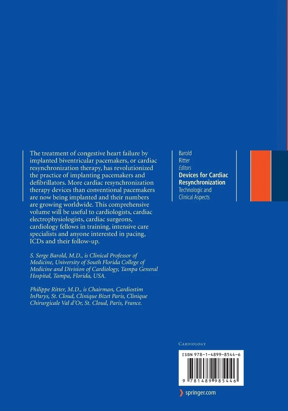 Rückseite: 9781489985446 | Devices for Cardiac Resynchronization: | Philippe Ritter (u. a.)