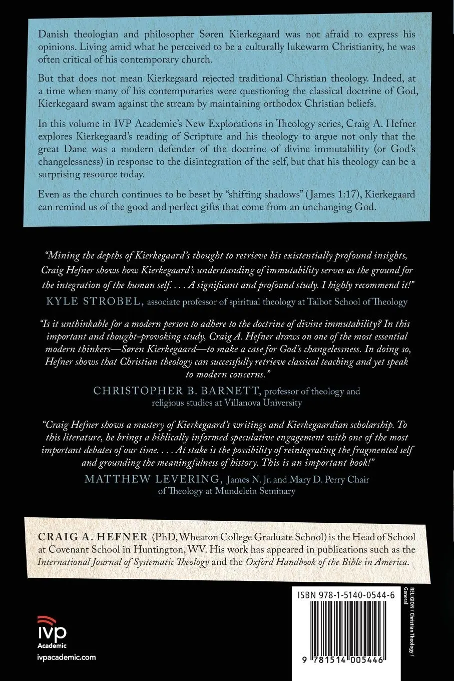 Rückseite: 9781514005446 | Kierkegaard and the Changelessness of God | Craig A. Hefner | Buch