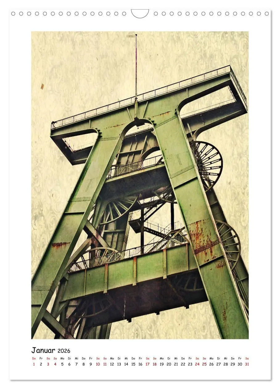 Bild: 9783516405446 | Fördergerüste (Wandkalender 2026 DIN A3 hoch), CALVENDO Monatskalender