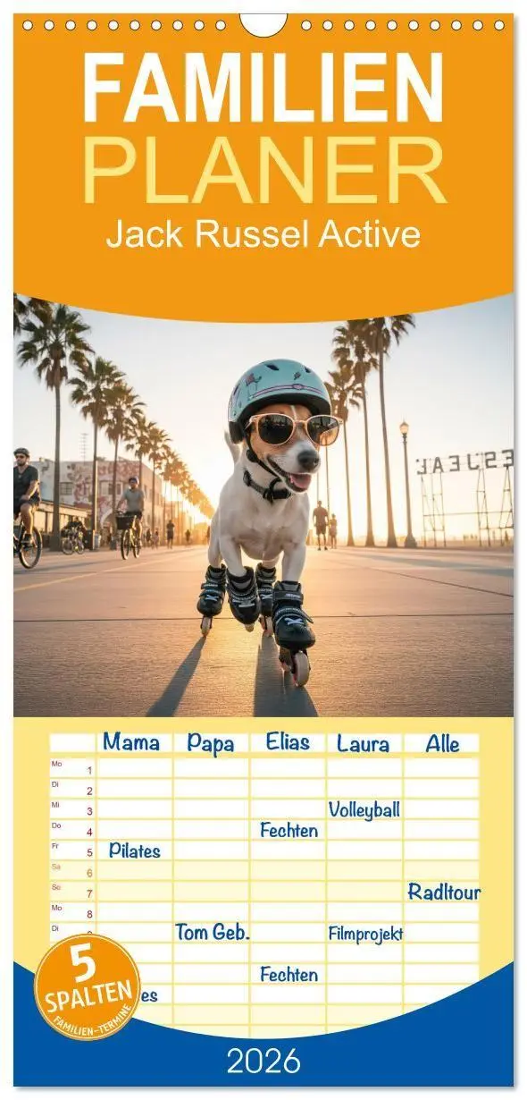 Cover: 9783516715446 | Familienplaner 2026 - Jack Russel Active mit 5 Spalten...