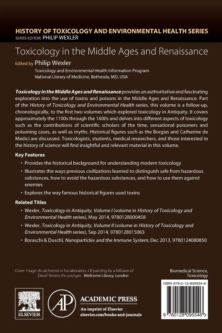 Rückseite: 9780128095546 | Toxicology in the Middle Ages and Renaissance | Philip Wexler | Buch