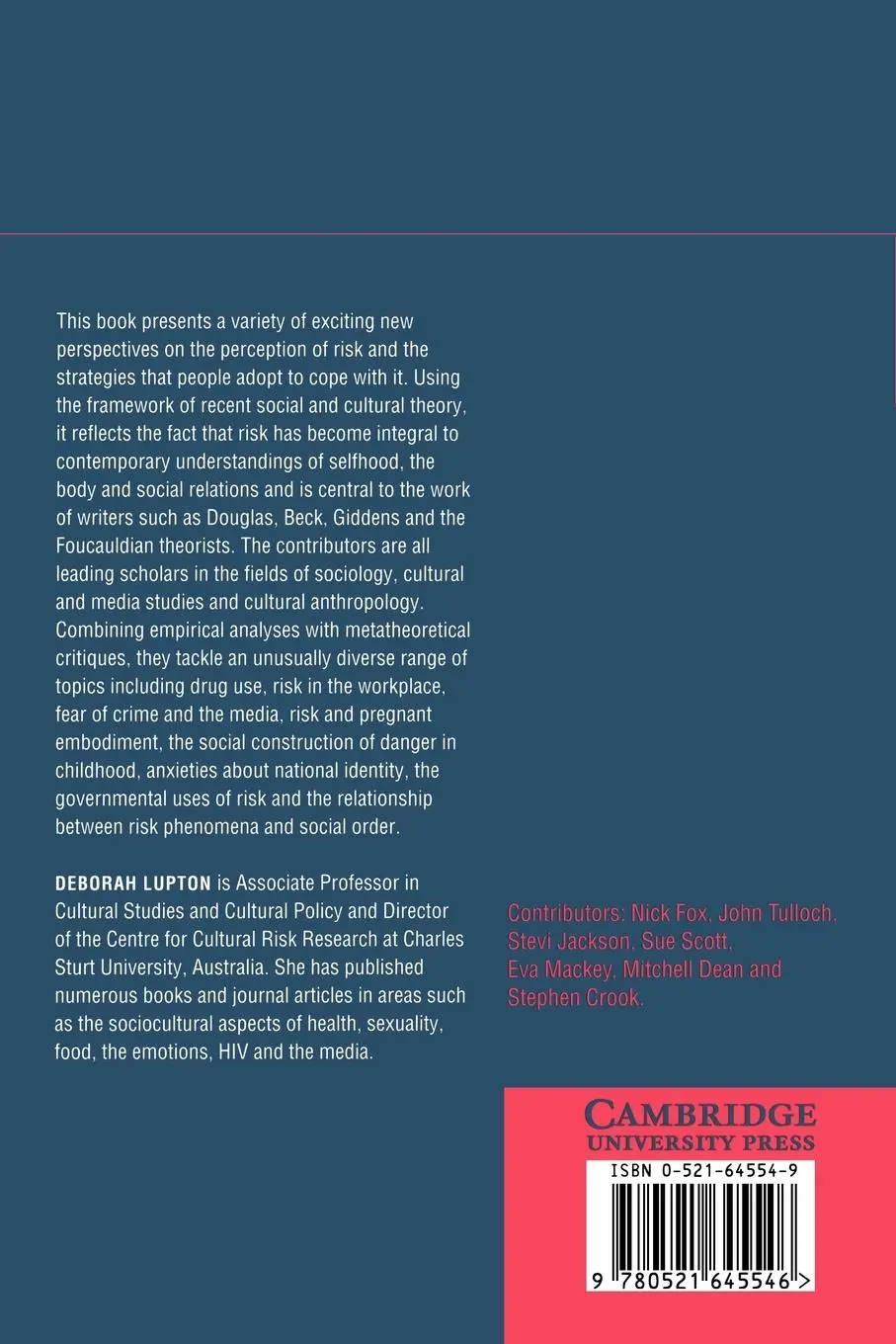 Rückseite: 9780521645546 | Risk and Sociocultural Theory | New Directions and Perspectives | Buch