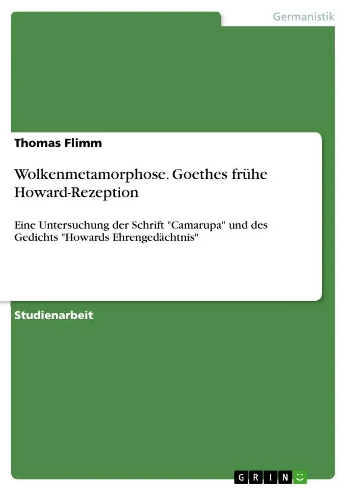 Cover: 9783346425546 | Wolkenmetamorphose. Goethes frühe Howard-Rezeption | Thomas Flimm