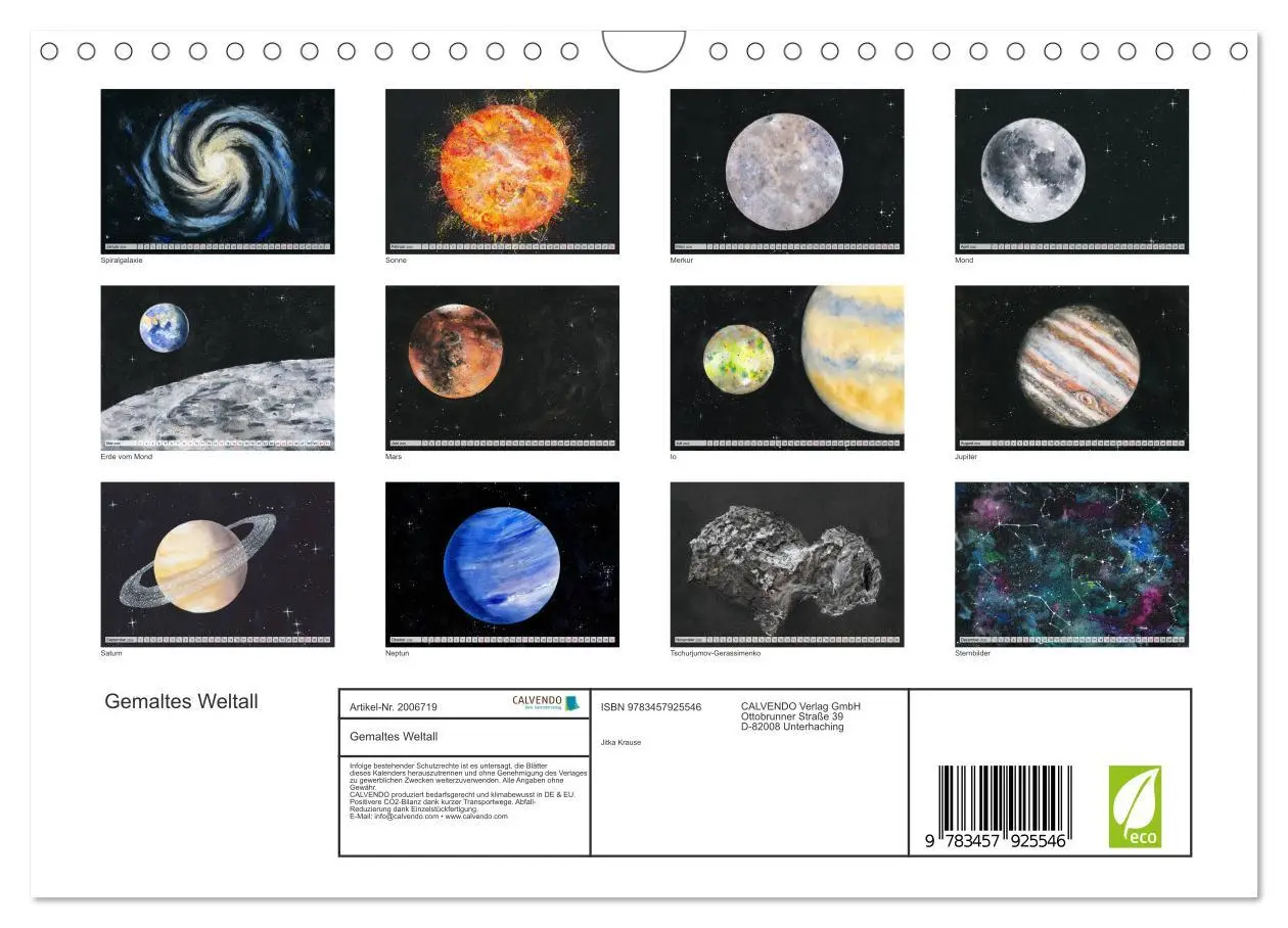 Bild: 9783457925546 | Gemaltes Weltall (Wandkalender 2026 DIN A4 quer), CALVENDO...