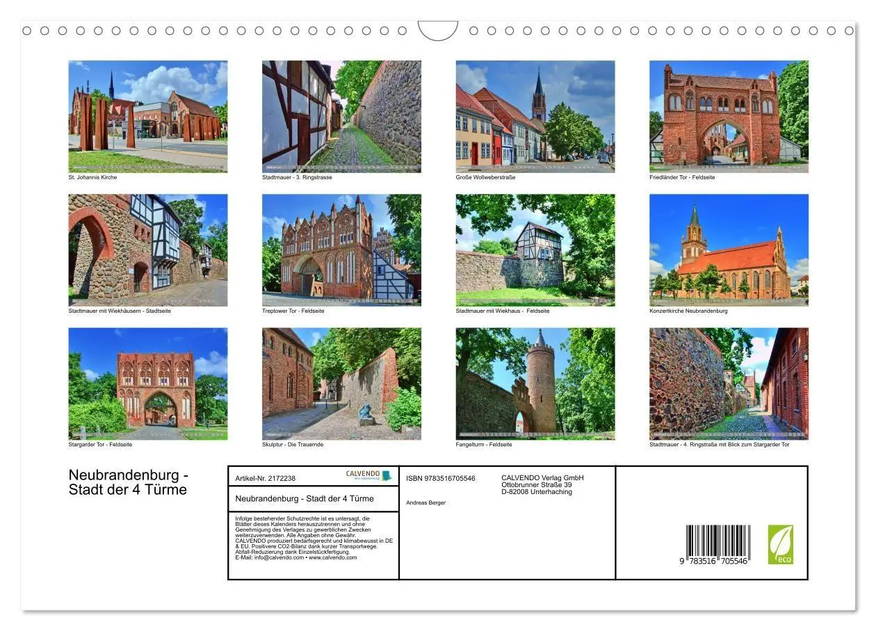 Bild: 9783516705546 | Neubrandenburg - Stadt der 4 Türme (Wandkalender 2026 DIN A3 quer),...