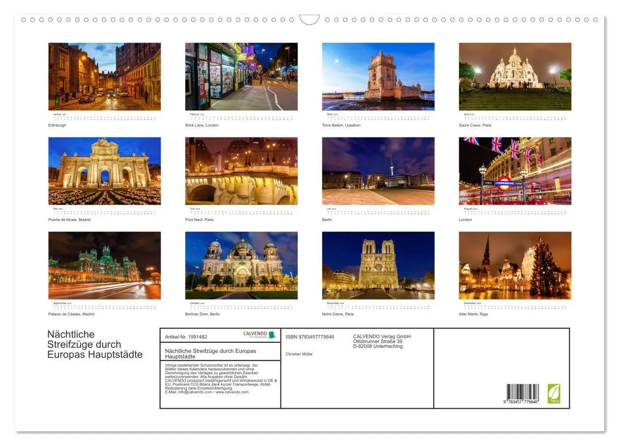 Bild: 9783457775646 | Nächtliche Streifzüge durch Europas Hauptstädte (Wandkalender 2026...